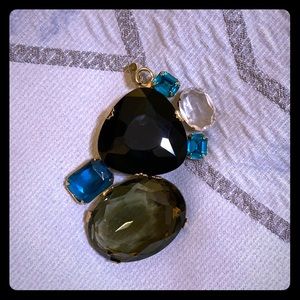 Glam pendant in black, teal, grey & crystal